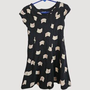 JUMPING BEANS Black Kitty Face Recess Twirl Dress Girls Size 4 Short Sleeve